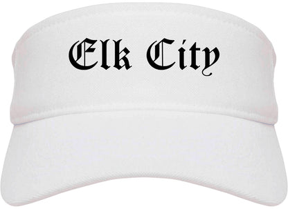 Elk City Oklahoma OK Old English Mens Visor Cap Hat White