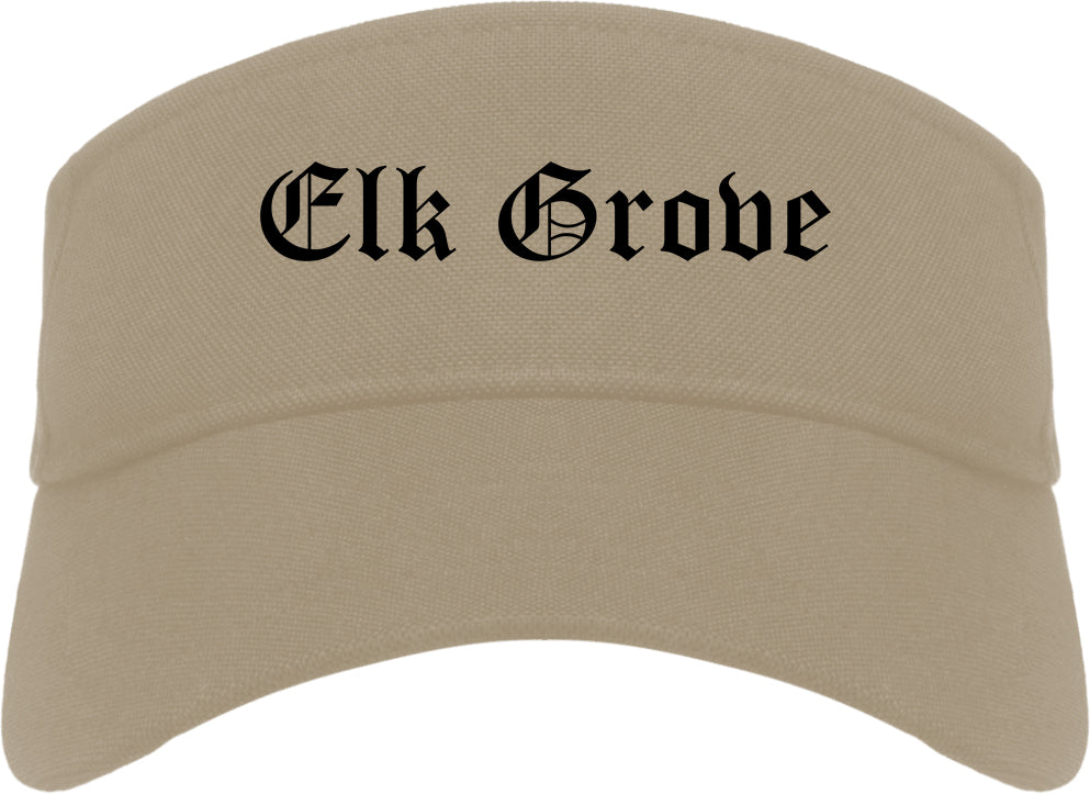 Elk Grove California CA Old English Mens Visor Cap Hat Khaki