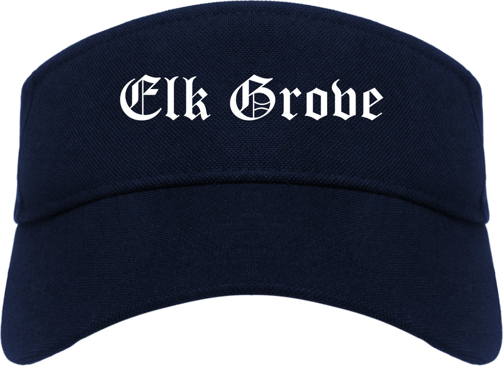 Elk Grove California CA Old English Mens Visor Cap Hat Navy Blue