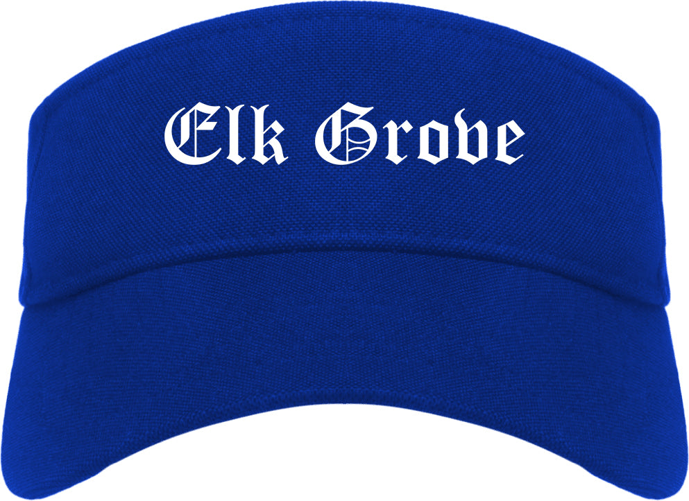 Elk Grove California CA Old English Mens Visor Cap Hat Royal Blue