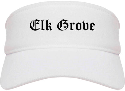 Elk Grove California CA Old English Mens Visor Cap Hat White