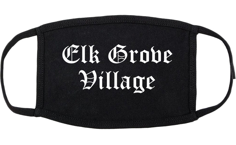 Elk Grove Village Illinois IL Old English Cotton Face Mask Black