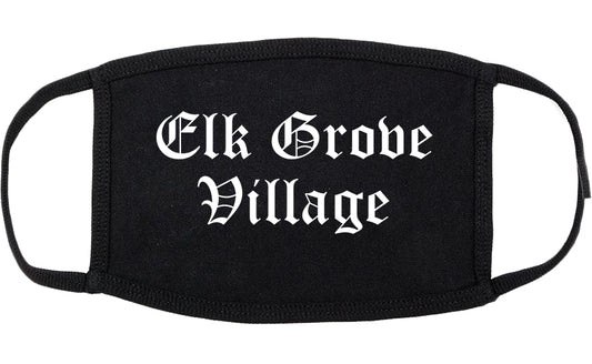 Elk Grove Village Illinois IL Old English Cotton Face Mask Black