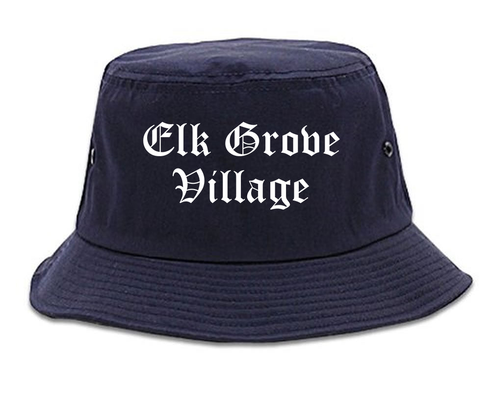 Elk Grove Village Illinois IL Old English Mens Bucket Hat Navy Blue