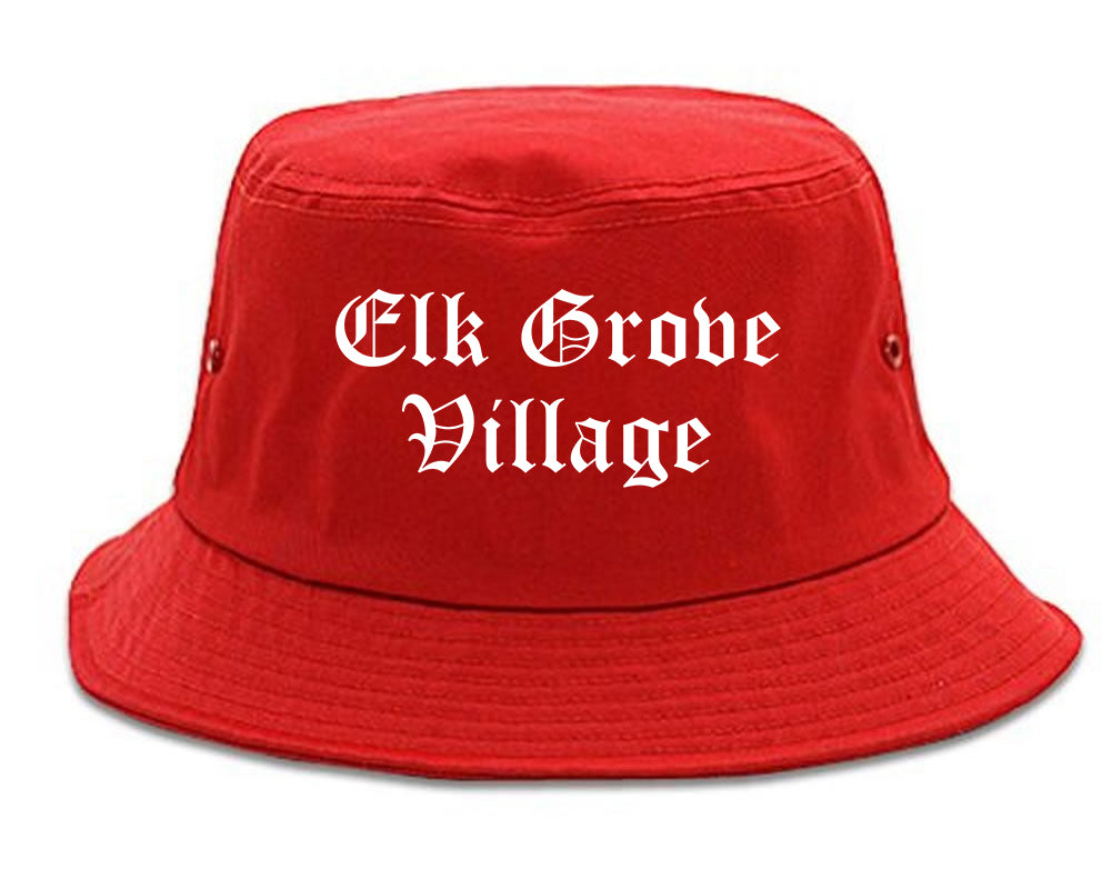 Elk Grove Village Illinois IL Old English Mens Bucket Hat Red