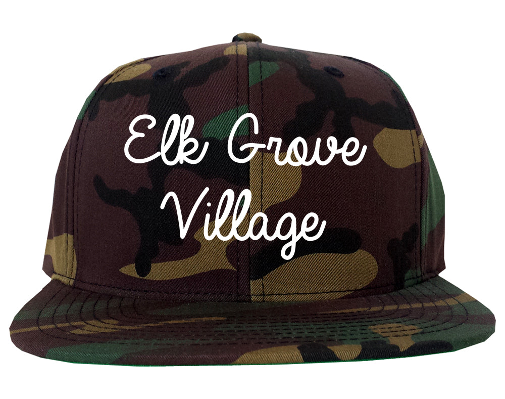 Elk Grove Village Illinois IL Script Mens Snapback Hat Army Camo
