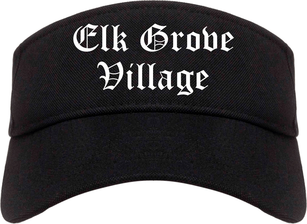 Elk Grove Village Illinois IL Old English Mens Visor Cap Hat Black