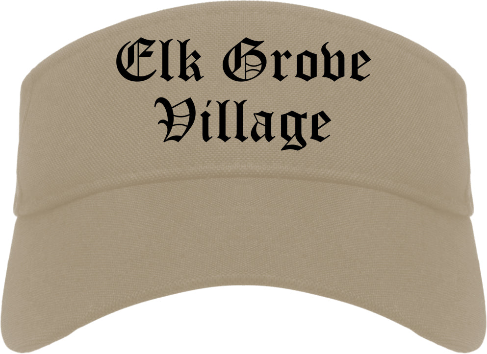 Elk Grove Village Illinois IL Old English Mens Visor Cap Hat Khaki