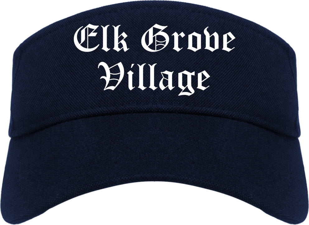 Elk Grove Village Illinois IL Old English Mens Visor Cap Hat Navy Blue