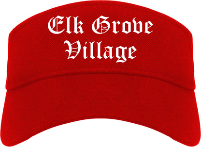 Elk Grove Village Illinois IL Old English Mens Visor Cap Hat Red
