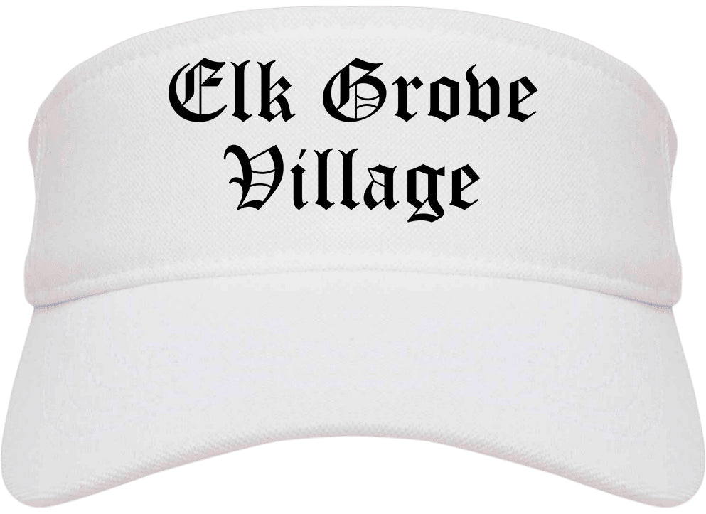 Elk Grove Village Illinois IL Old English Mens Visor Cap Hat White