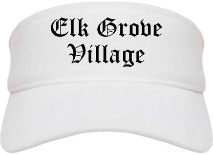 Elk Grove Village Illinois IL Old English Mens Visor Cap Hat White