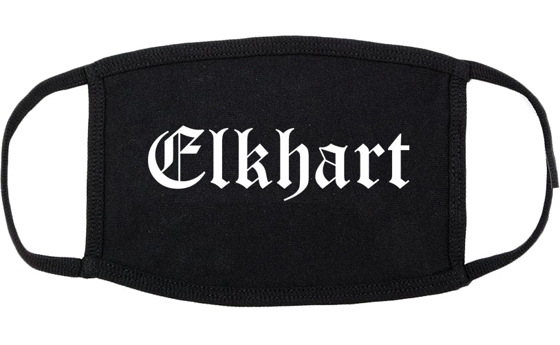 Elkhart Indiana IN Old English Cotton Face Mask Black