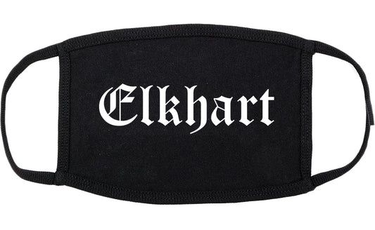 Elkhart Indiana IN Old English Cotton Face Mask Black