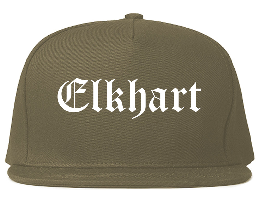 Elkhart Indiana IN Old English Mens Snapback Hat Grey