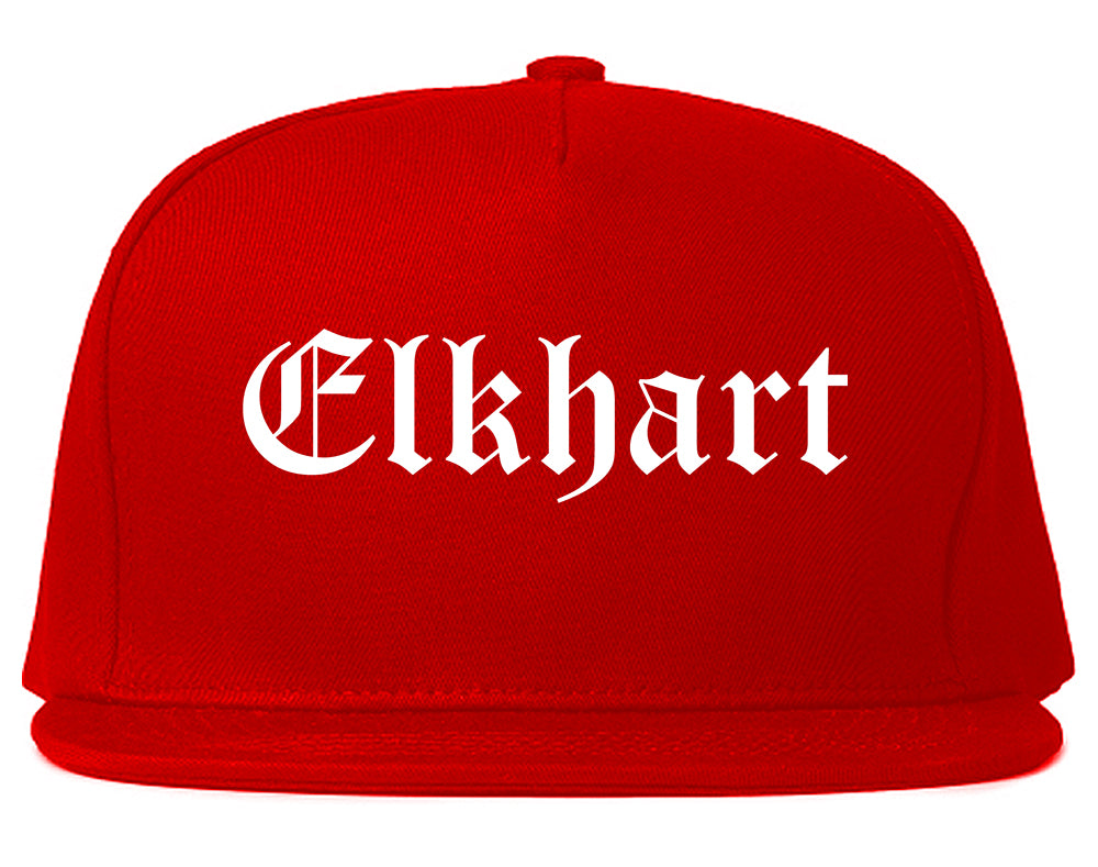 Elkhart Indiana IN Old English Mens Snapback Hat Red