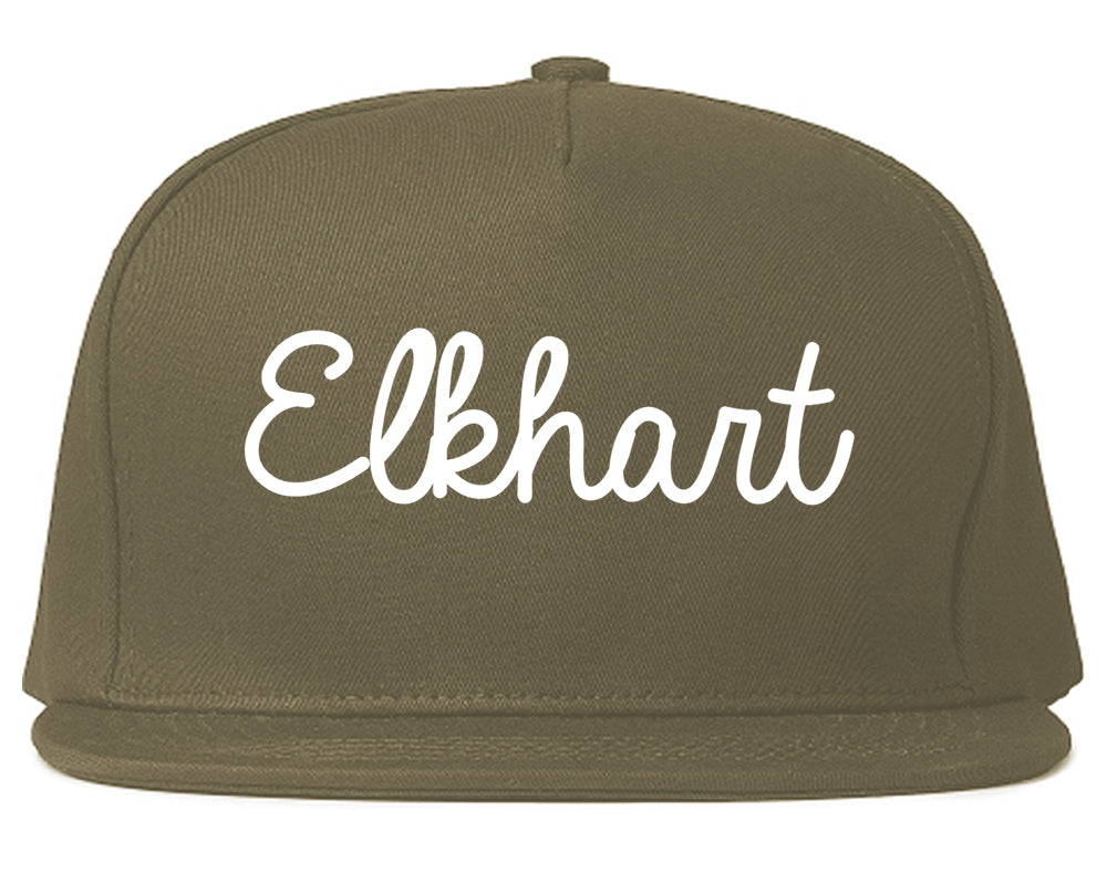 Elkhart Indiana IN Script Mens Snapback Hat Grey