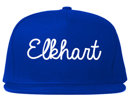Elkhart Indiana IN Script Mens Snapback Hat Royal Blue