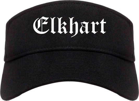 Elkhart Indiana IN Old English Mens Visor Cap Hat Black