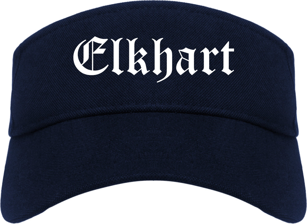 Elkhart Indiana IN Old English Mens Visor Cap Hat Navy Blue