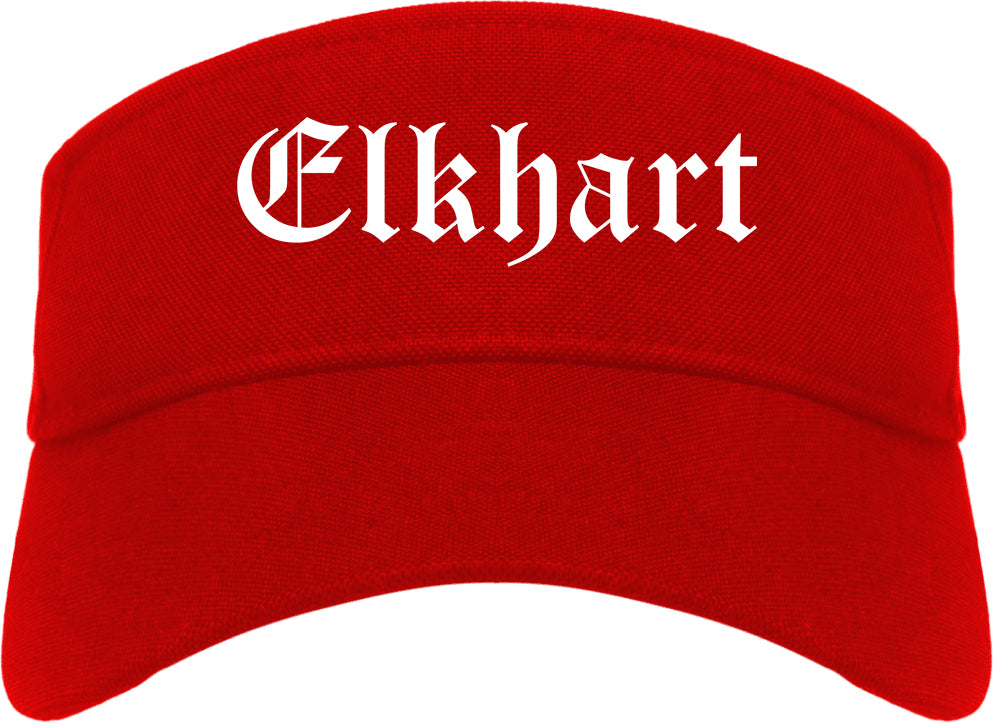 Elkhart Indiana IN Old English Mens Visor Cap Hat Red