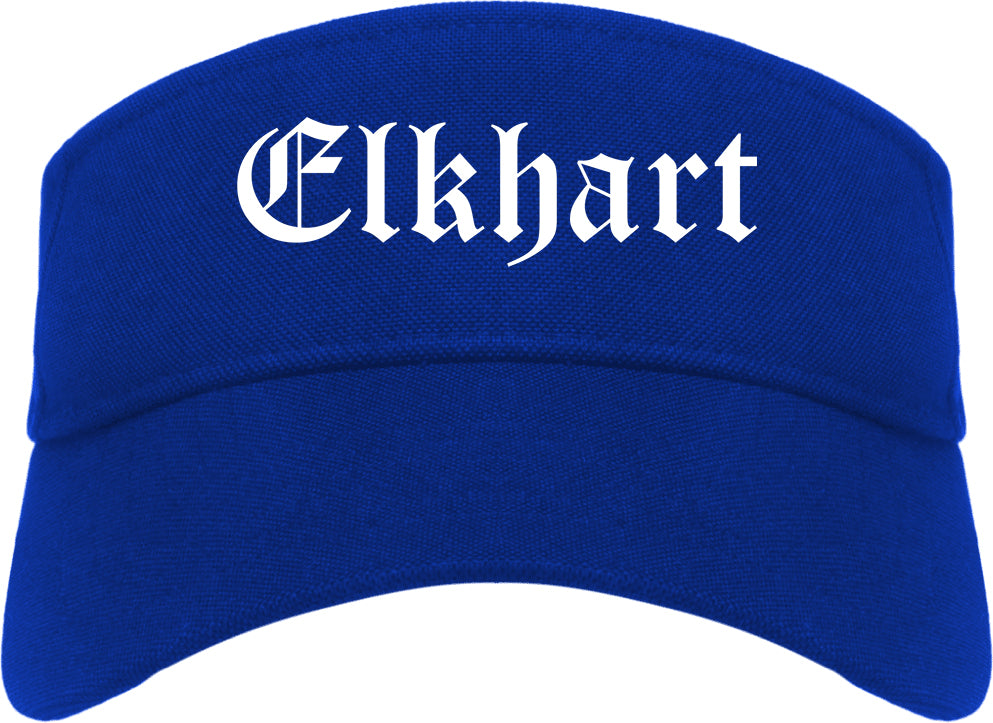 Elkhart Indiana IN Old English Mens Visor Cap Hat Royal Blue