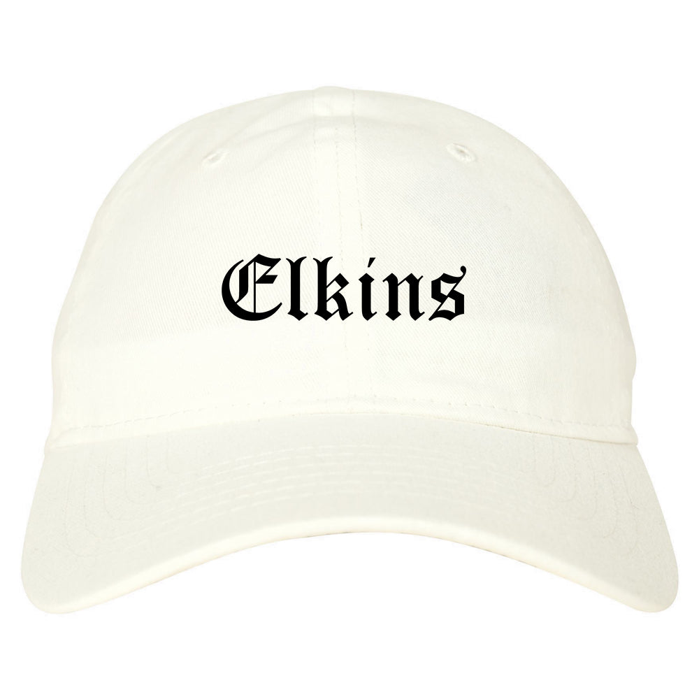 Elkins West Virginia WV Old English Mens Dad Hat Baseball Cap White