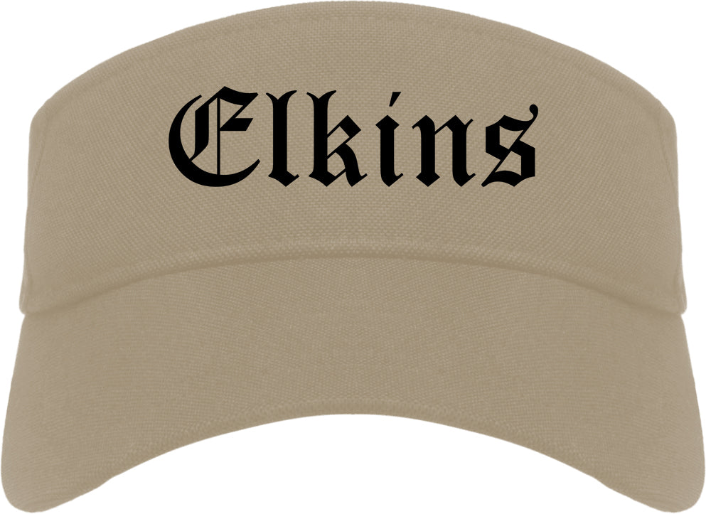 Elkins West Virginia WV Old English Mens Visor Cap Hat Khaki