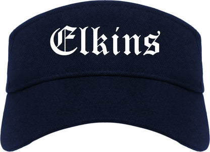 Elkins West Virginia WV Old English Mens Visor Cap Hat Navy Blue