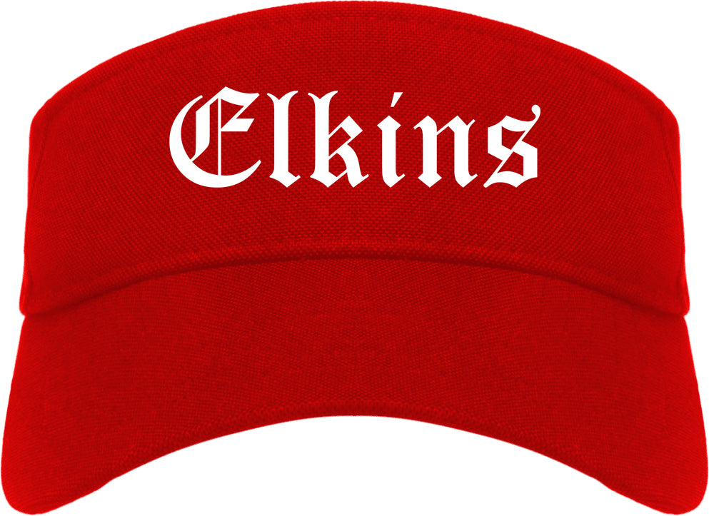 Elkins West Virginia WV Old English Mens Visor Cap Hat Red