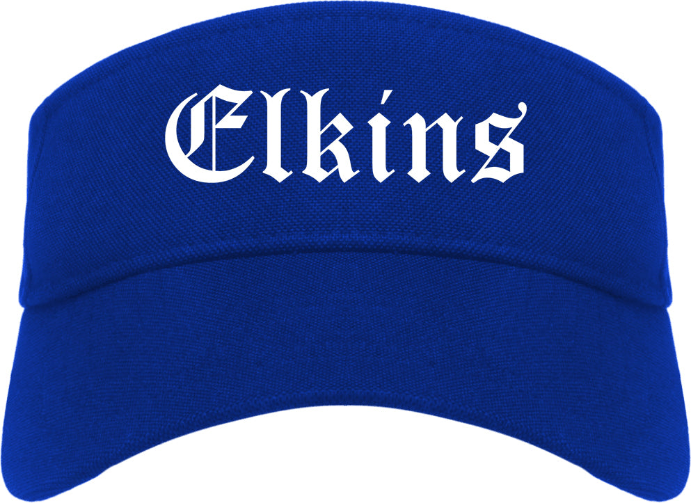 Elkins West Virginia WV Old English Mens Visor Cap Hat Royal Blue