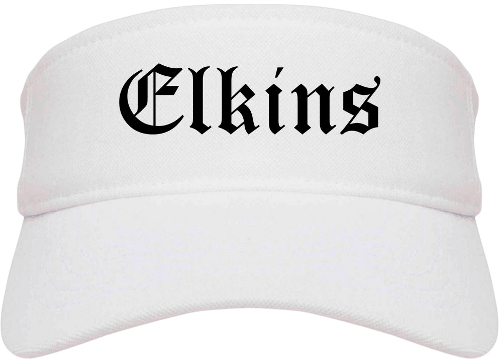 Elkins West Virginia WV Old English Mens Visor Cap Hat White