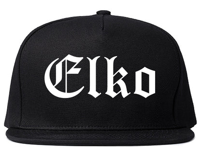 Elko Nevada NV Old English Mens Snapback Hat Black