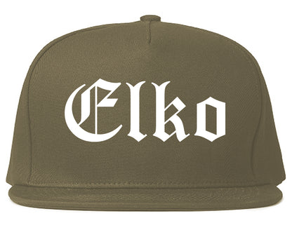 Elko Nevada NV Old English Mens Snapback Hat Grey