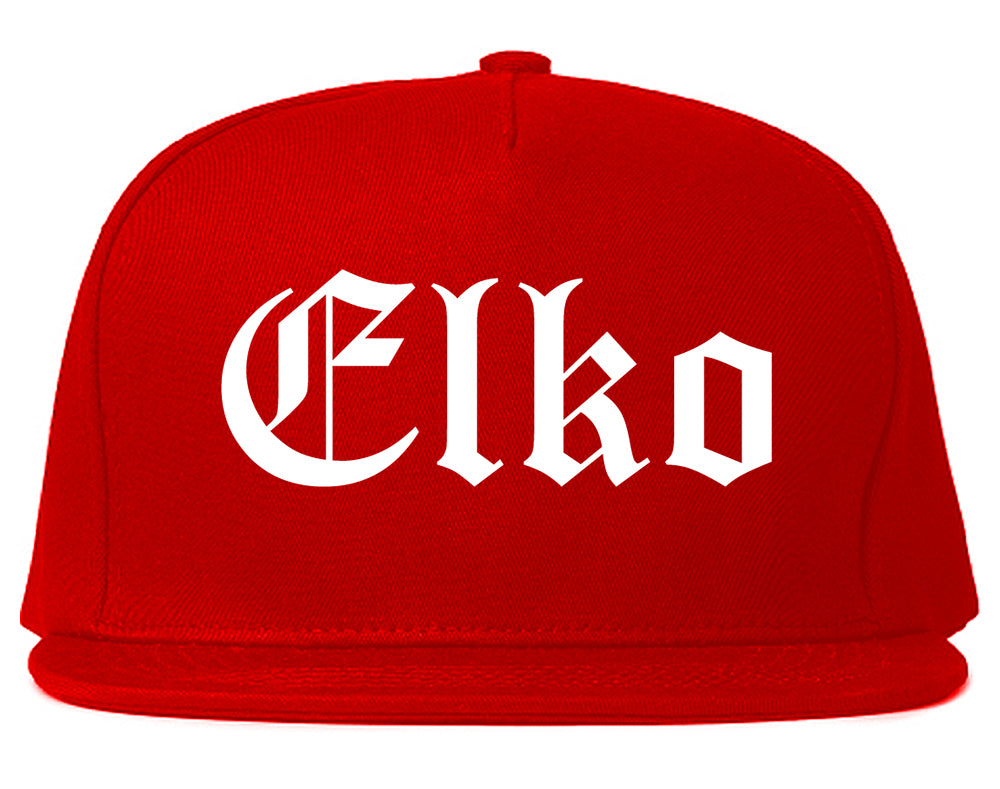Elko Nevada NV Old English Mens Snapback Hat Red