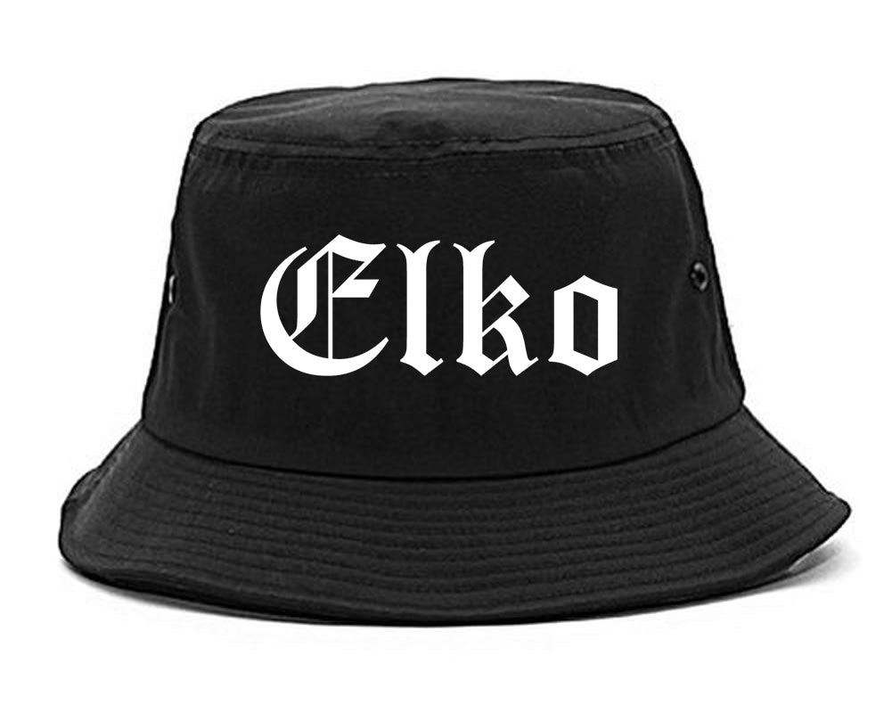Elko Nevada NV Old English Mens Bucket Hat Black