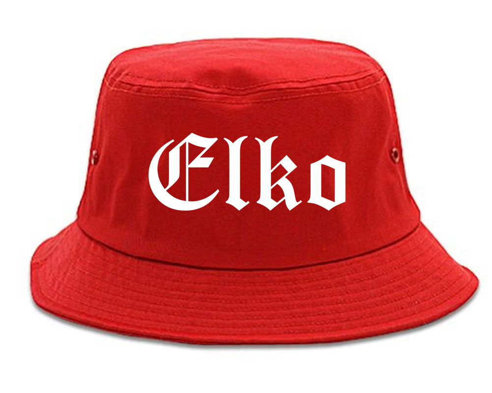 Elko Nevada NV Old English Mens Bucket Hat Red