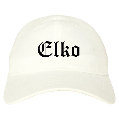 Elko Nevada NV Old English Mens Dad Hat Baseball Cap White