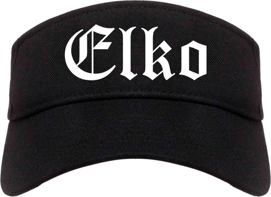 Elko Nevada NV Old English Mens Visor Cap Hat Black