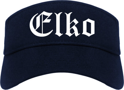 Elko Nevada NV Old English Mens Visor Cap Hat Navy Blue