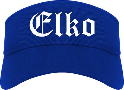 Elko Nevada NV Old English Mens Visor Cap Hat Royal Blue