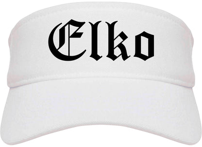 Elko Nevada NV Old English Mens Visor Cap Hat White