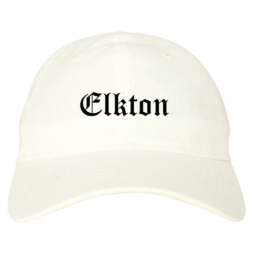 Elkton Maryland MD Old English Mens Dad Hat Baseball Cap White