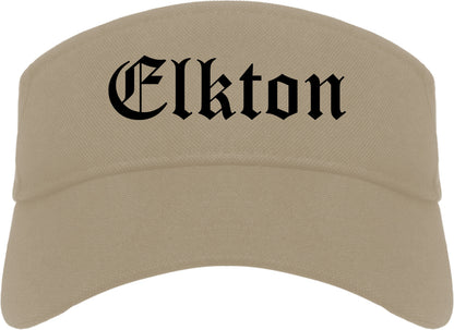 Elkton Maryland MD Old English Mens Visor Cap Hat Khaki