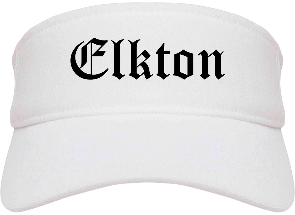 Elkton Maryland MD Old English Mens Visor Cap Hat White