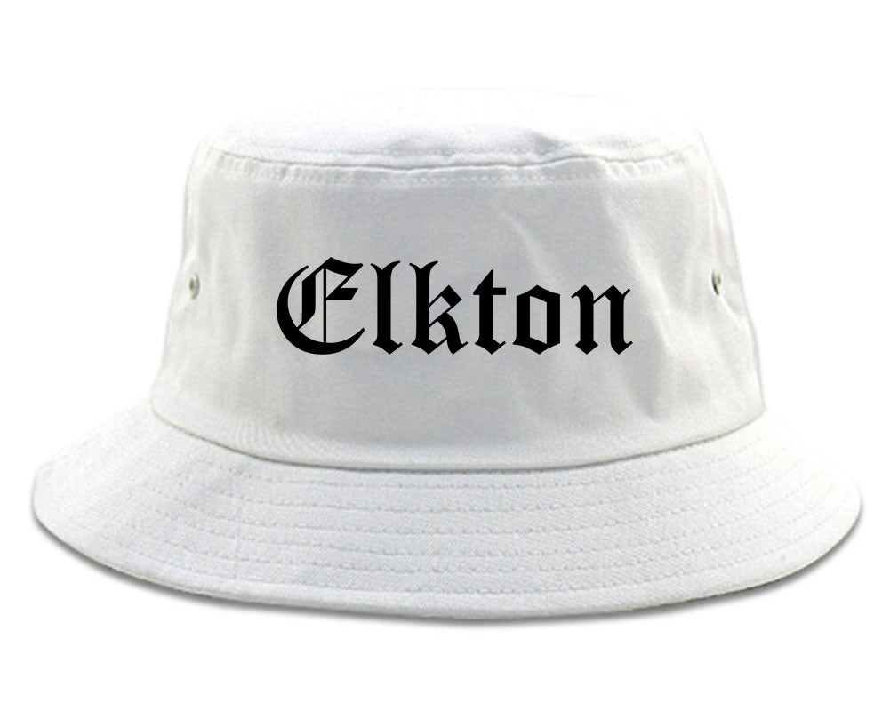 Elkton Maryland MD Old English Mens Bucket Hat White