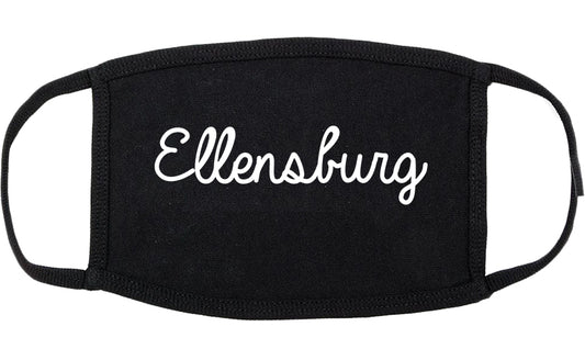 Ellensburg Washington WA Script Cotton Face Mask Black