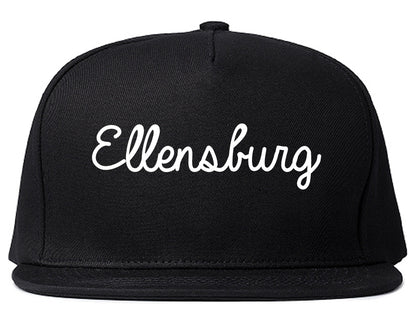 Ellensburg Washington WA Script Mens Snapback Hat Black