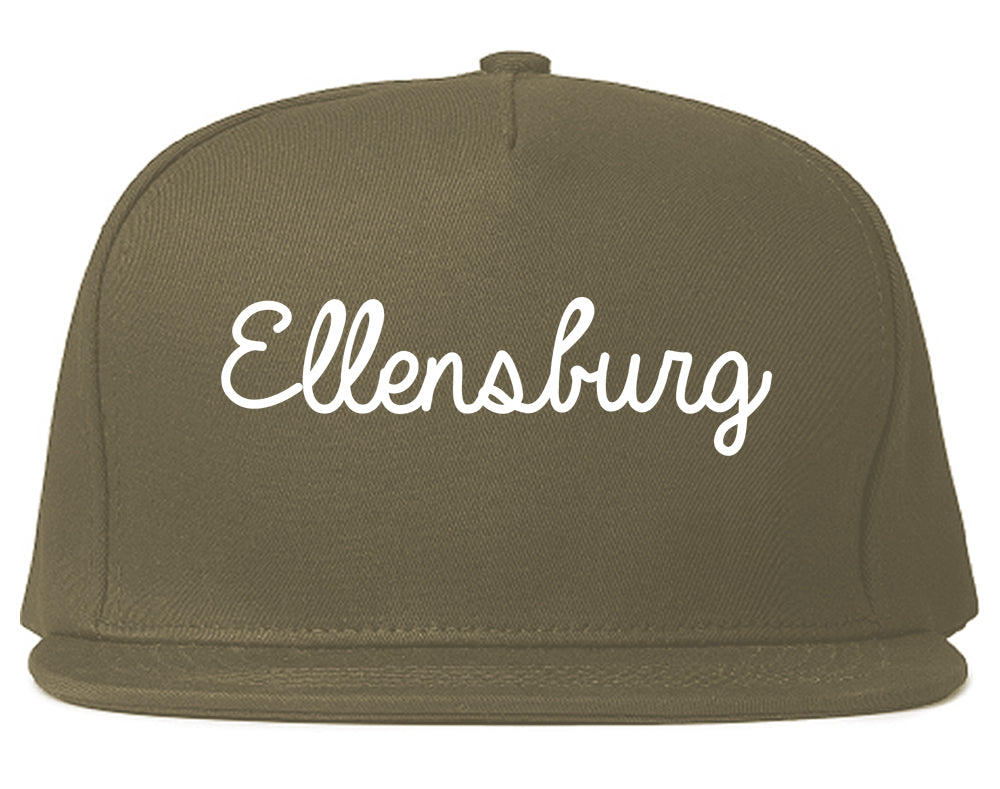 Ellensburg Washington WA Script Mens Snapback Hat Grey
