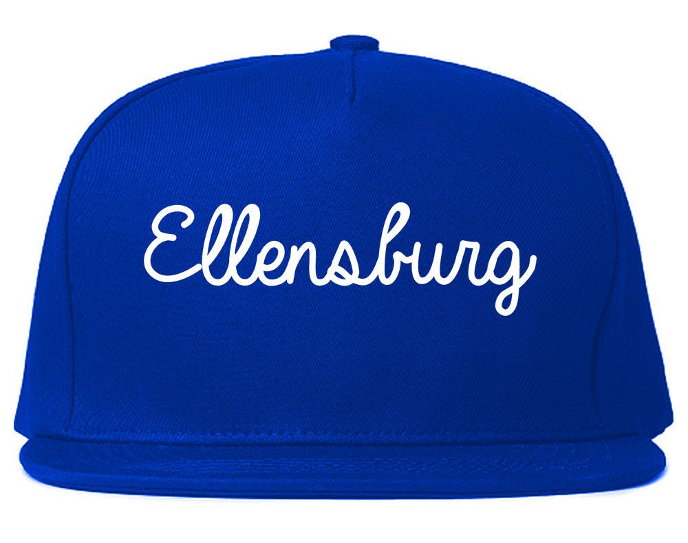 Ellensburg Washington WA Script Mens Snapback Hat Royal Blue